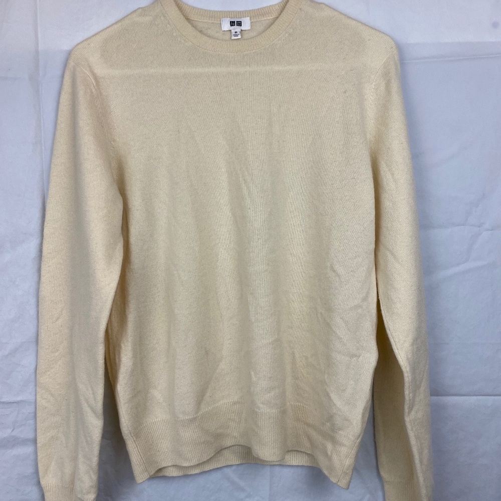 Uniqlo Women XS 100% Cashmere Ivory Crew Neck Sweater